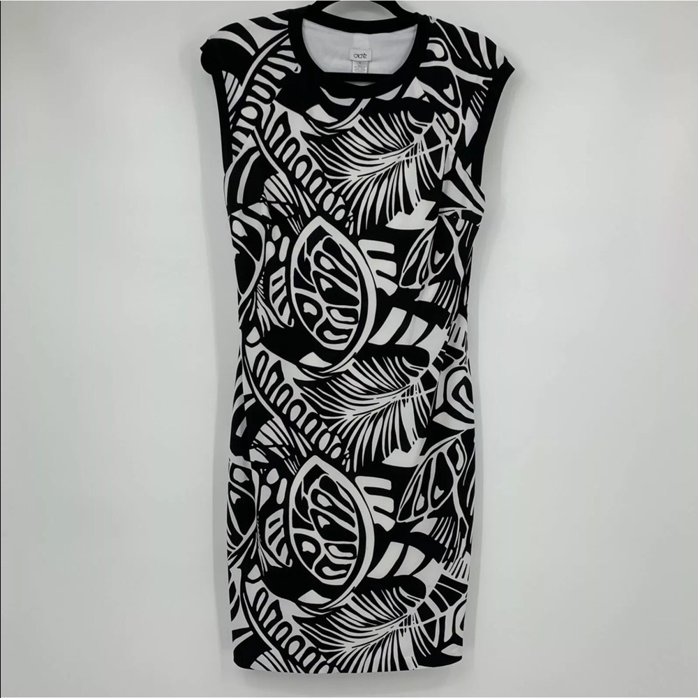 Cache Black and White Print Dress